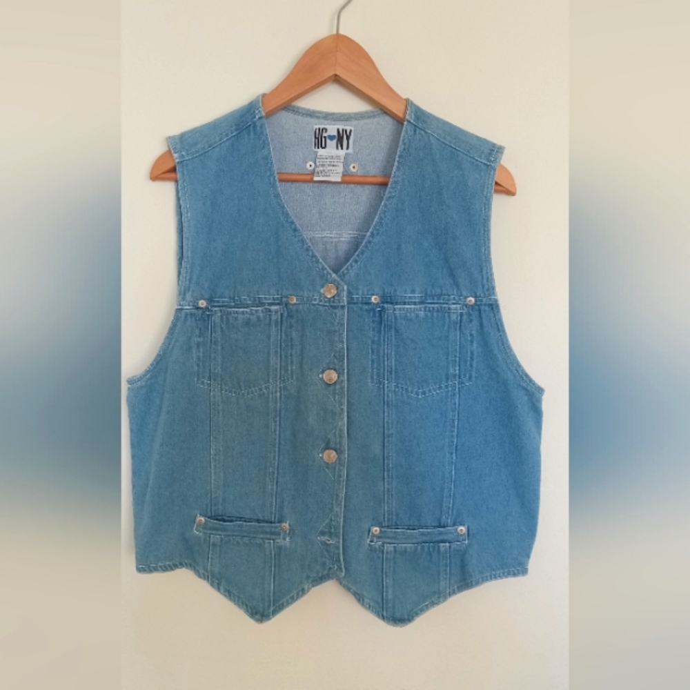Vintage Denim womens vest. Light blue. Large